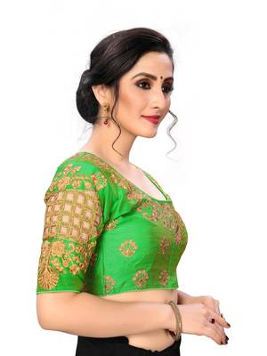 Green Women'S Embroiderey Santoon Silk Blouse 4