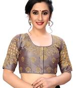 Grey Women'S Embroiderey Santoon Silk Blouse