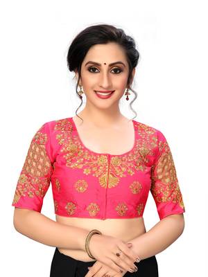 Pink Women'S Embroiderey Santoon Silk Blouse 1