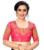 Pink Women'S Embroiderey Santoon Silk Blouse