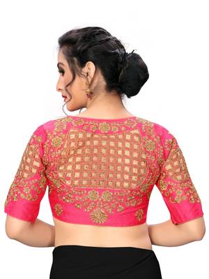 Pink Women'S Embroiderey Santoon Silk Blouse 2