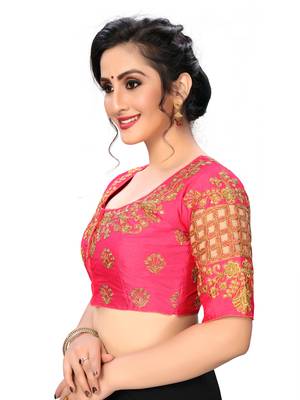 Pink Women'S Embroiderey Santoon Silk Blouse 3