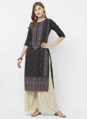 Grey printed crepe kurti 1