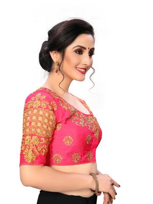 Pink Women'S Embroiderey Santoon Silk Blouse 4