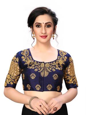 Blue Women'S Embroiderey Santoon Silk Blouse 1