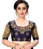 Blue Women'S Embroiderey Santoon Silk Blouse