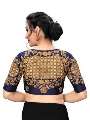 Blue Women'S Embroiderey Santoon Silk Blouse 2