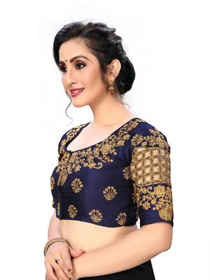 Blue Women'S Embroiderey Santoon Silk Blouse 3