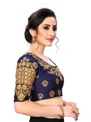 Blue Women'S Embroiderey Santoon Silk Blouse 4