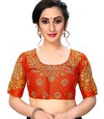 Orange Women'S Embroiderey Santoon Silk Blouse