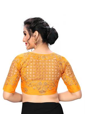 Yellow Women'S Embroiderey Santoon Silk Blouse 2