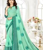 Green Embroidered Chiffon Saree With Blouse