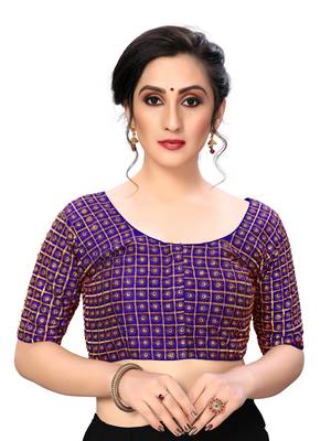 Blue Women'S Embroiderey Santoon Silk Blouse 1
