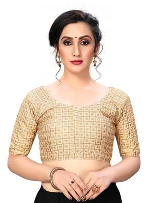 Cream Women'S Embroiderey Santoon Silk Blouse 1