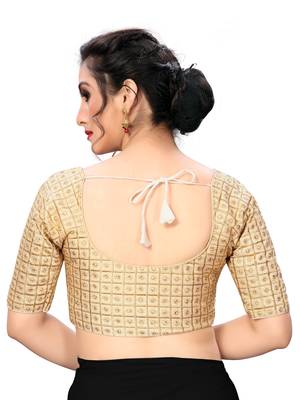 Cream Women'S Embroiderey Santoon Silk Blouse 2