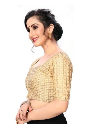 Cream Women'S Embroiderey Santoon Silk Blouse 3