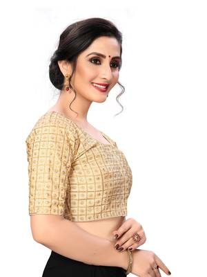 Cream Women'S Embroiderey Santoon Silk Blouse 4