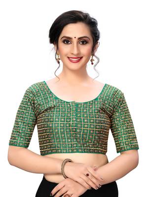 Green Women'S Embroiderey Santoon Silk Blouse 1