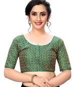 Green Women'S Embroiderey Santoon Silk Blouse
