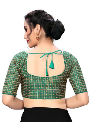 Green Women'S Embroiderey Santoon Silk Blouse 2