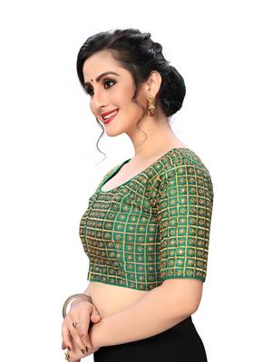 Green Women'S Embroiderey Santoon Silk Blouse 3