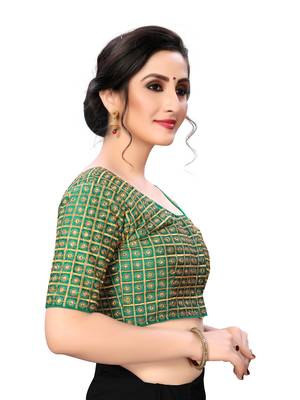 Green Women'S Embroiderey Santoon Silk Blouse 4