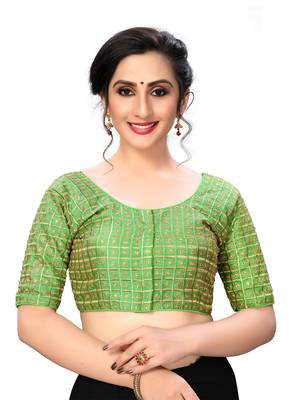 Green Women'S Embroiderey Santoon Silk Blouse 1