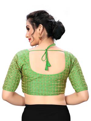 Green Women'S Embroiderey Santoon Silk Blouse 2