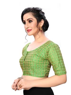 Green Women'S Embroiderey Santoon Silk Blouse 3