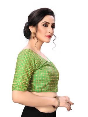 Green Women'S Embroiderey Santoon Silk Blouse 4
