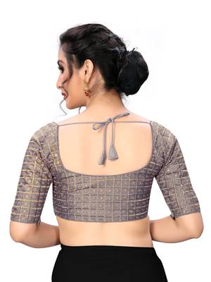 Grey Women'S Embroiderey Santoon Silk Blouse 2