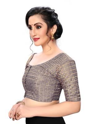Grey Women'S Embroiderey Santoon Silk Blouse 3