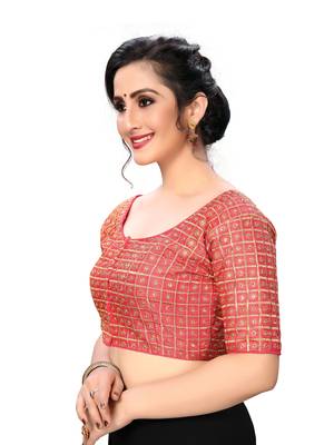 Pink Women'S Embroiderey Santoon Silk Blouse 3
