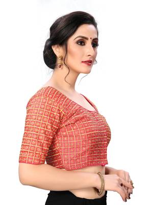 Pink Women'S Embroiderey Santoon Silk Blouse 4