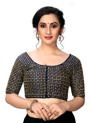 Blue Women'S Embroiderey Santoon Silk Blouse 1