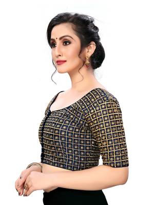 Blue Women'S Embroiderey Santoon Silk Blouse 3