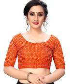 Orange Women'S Embroiderey Santoon Silk Blouse