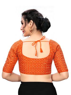 Orange Women'S Embroiderey Santoon Silk Blouse 2