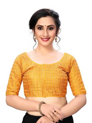 Yellow Women'S Embroiderey Santoon Silk Blouse 1
