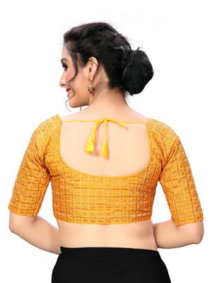 Yellow Women'S Embroiderey Santoon Silk Blouse 2