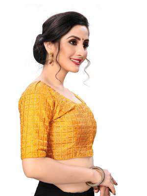 Yellow Women'S Embroiderey Santoon Silk Blouse 4