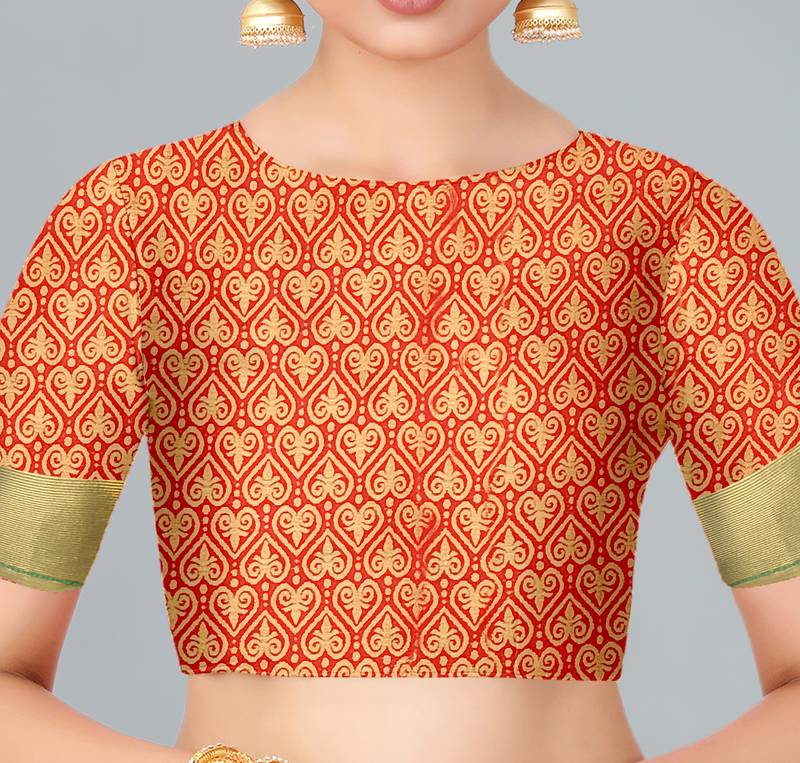 Green woven banarasi saree with blouse