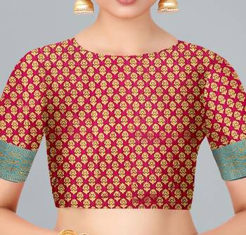 Blue woven banarasi saree with blouse 5