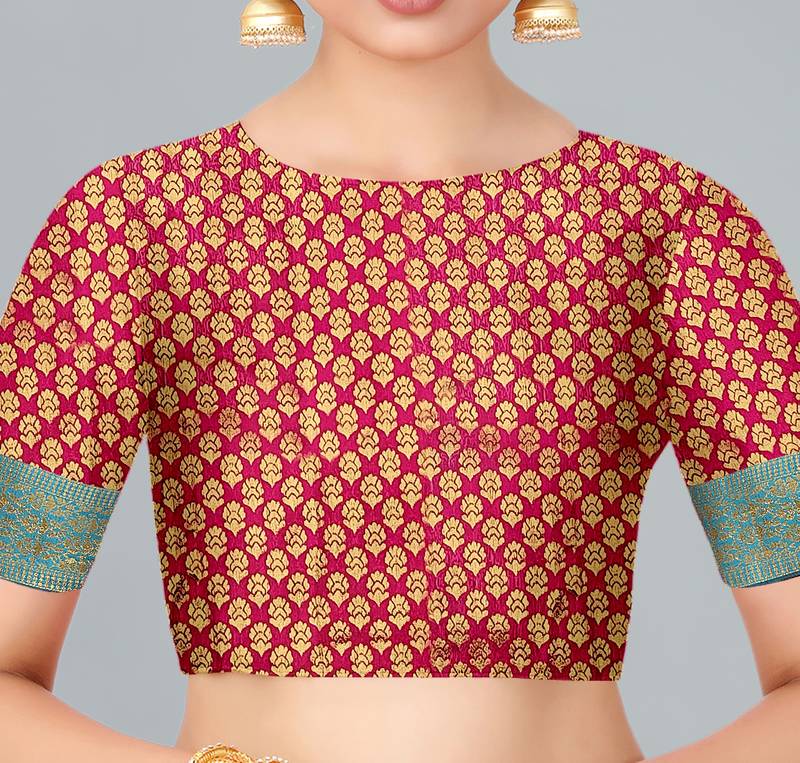 Blue woven banarasi saree with blouse