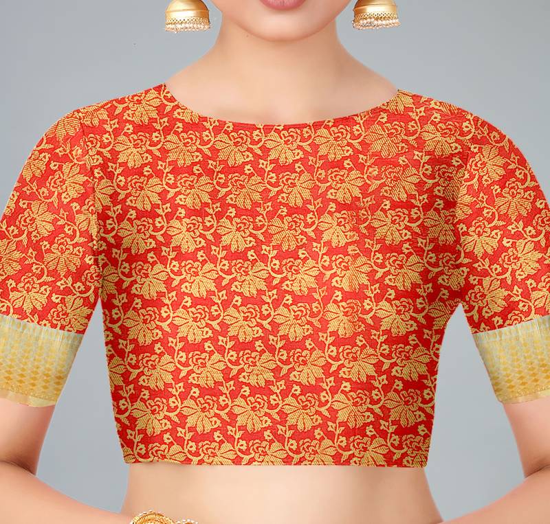 Beige woven banarasi saree with blouse
