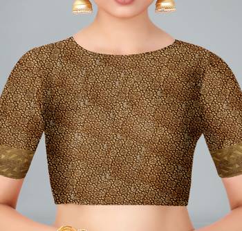 Brown woven banarasi silk saree with blouse 5