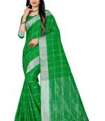 Green Woven Linen Saree With Blouse