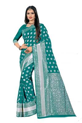 Green Woven Banarasi Saree With Blouse 1