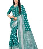 Green Woven Banarasi Saree With Blouse
