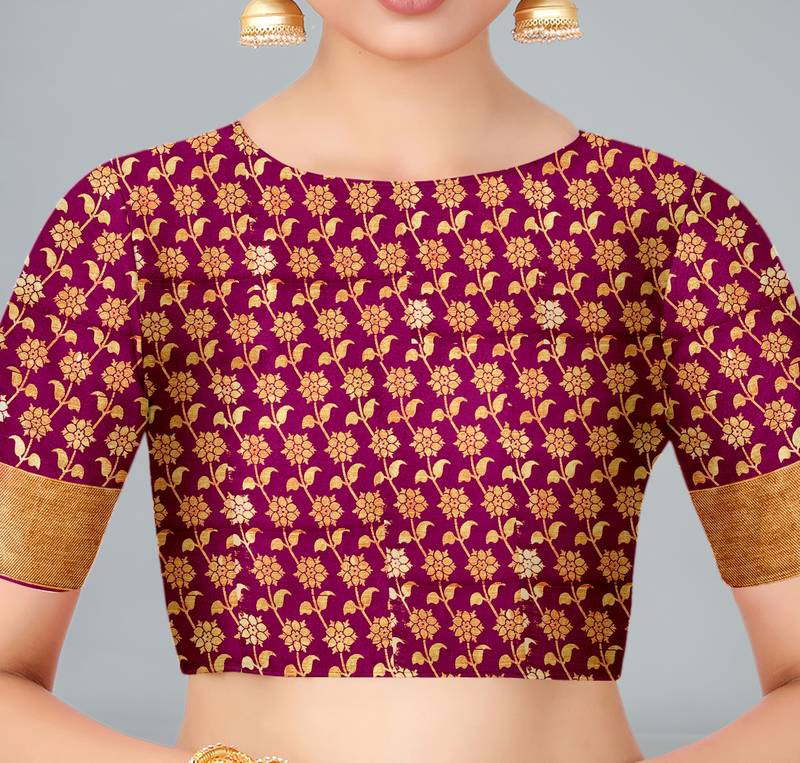 Red woven banarasi silk saree with blouse